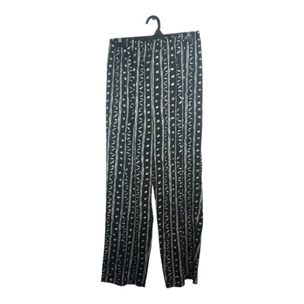 Traditions Womens Pull on Trouser Pants Black Gold Lightweight Size Medium